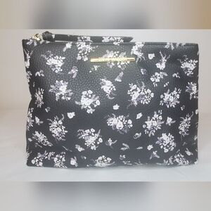 Steve Madden Black Floral Cosmetic Bag